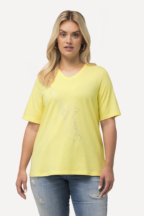 T-Shirt, Metallic-Tier, Classic, V-Ausschnitt, Halbarm