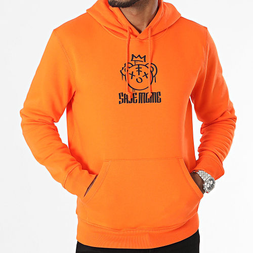Sweat Capuche Nounours King Orange Noir