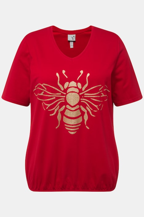 T-Shirt, Biene, V-Ausschnitt, Gummisaum, Halbarm