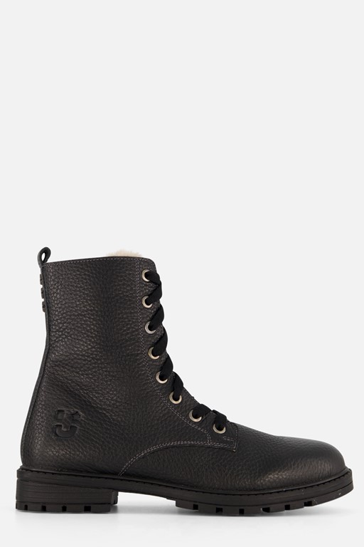 Muyters Veterboots Fur zwart Leer