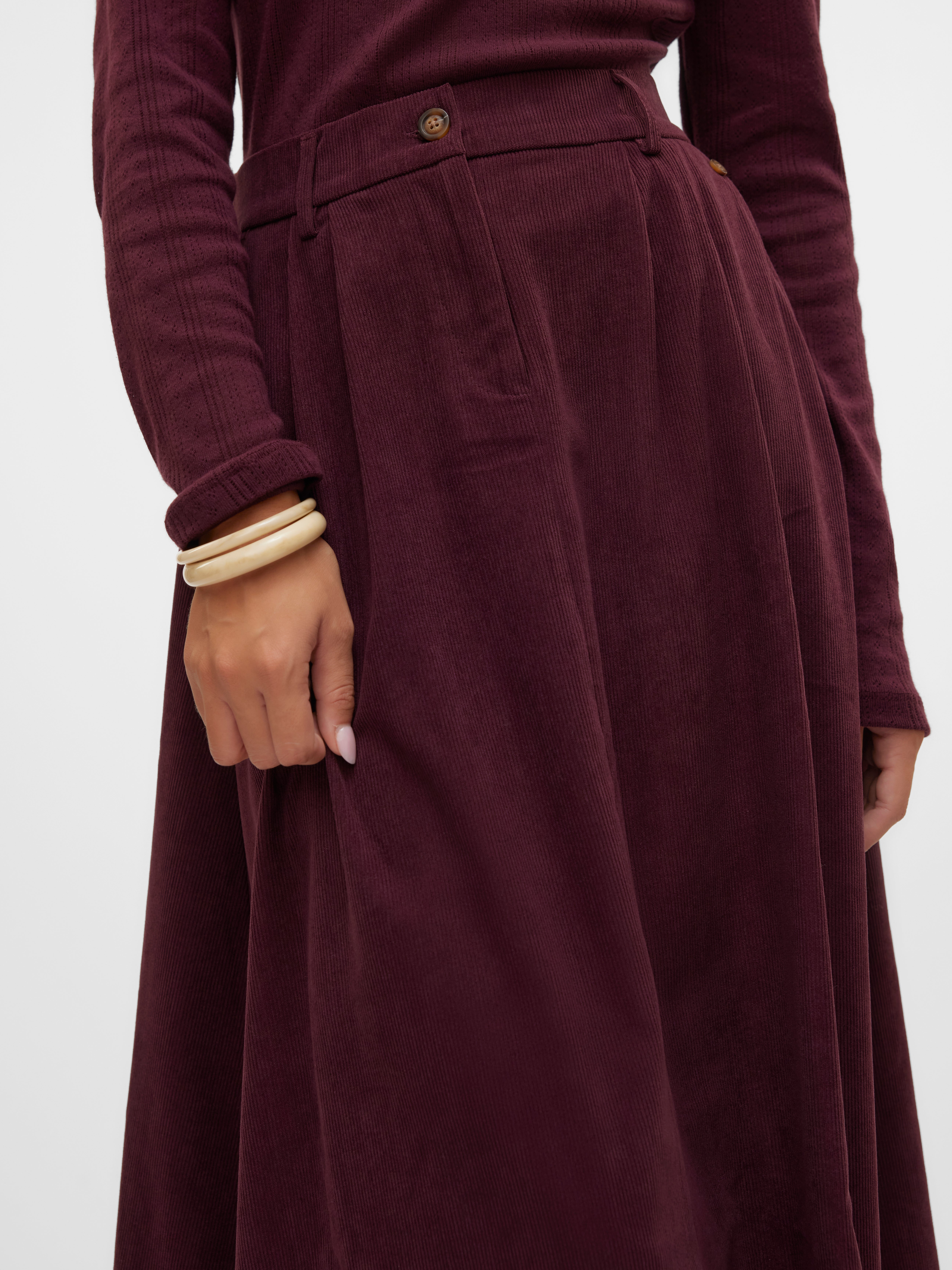 VMVIENNA High waist Corduroy Midi-rok