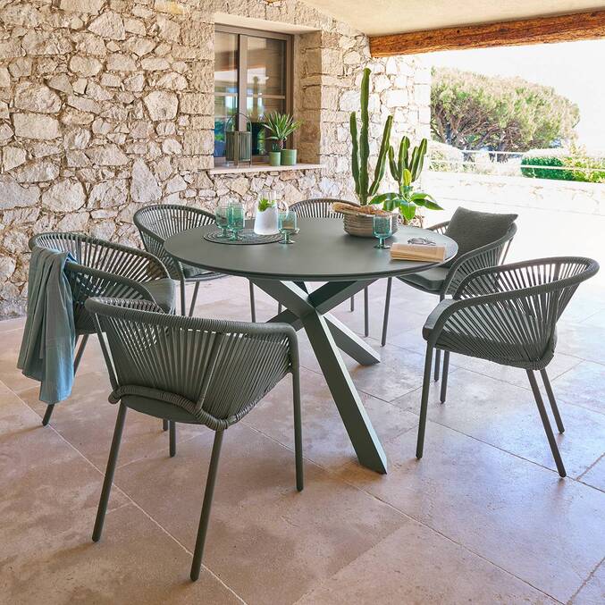 Table de jardin ronde ORYON Vert laurier