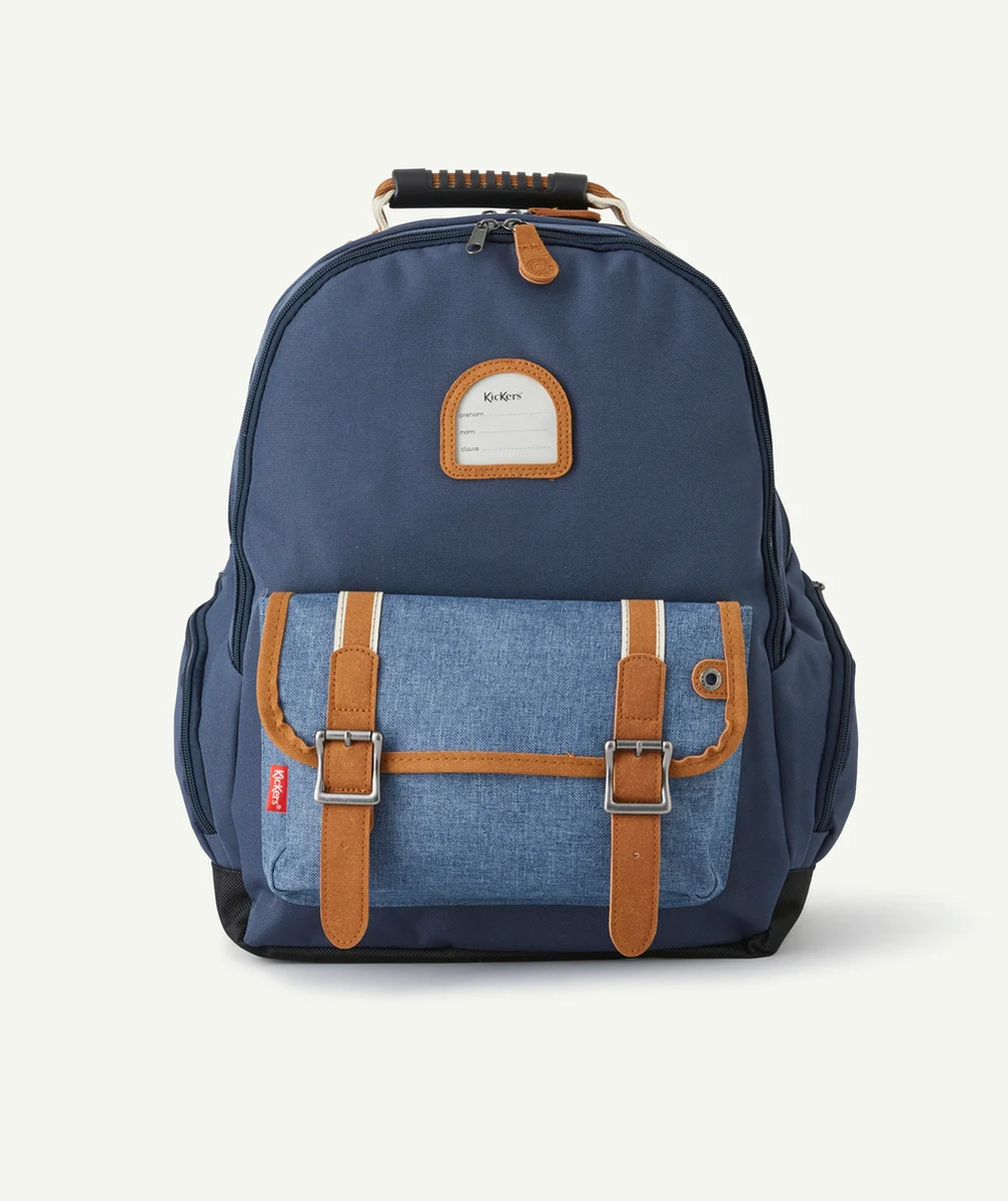 KICKERSSAC À DOS BLEU MARINE ET MARRON AVEC DOUBLE COMPARTIMENT