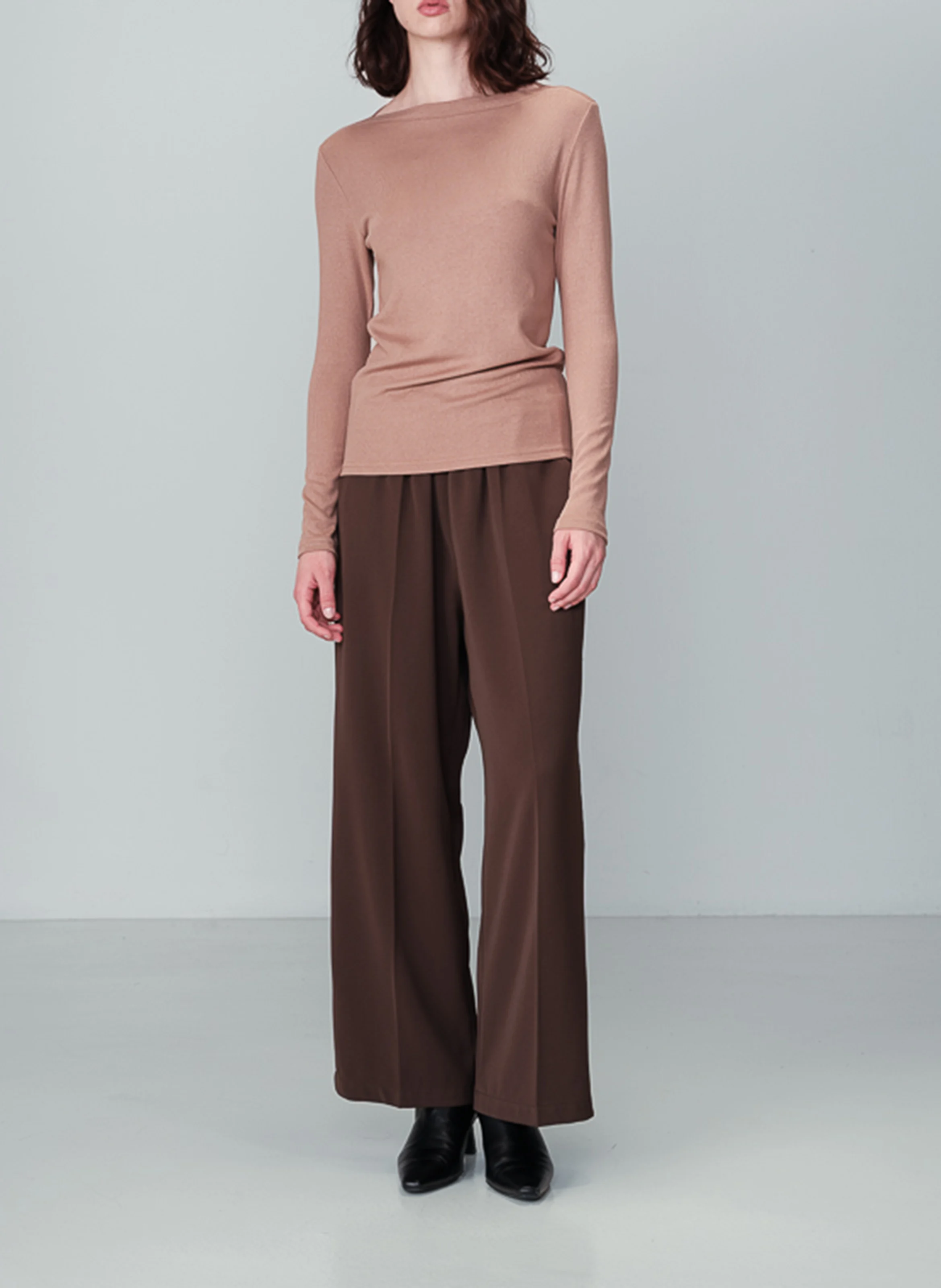 NOUS - Tee-shirt droit manches longues | Marron
