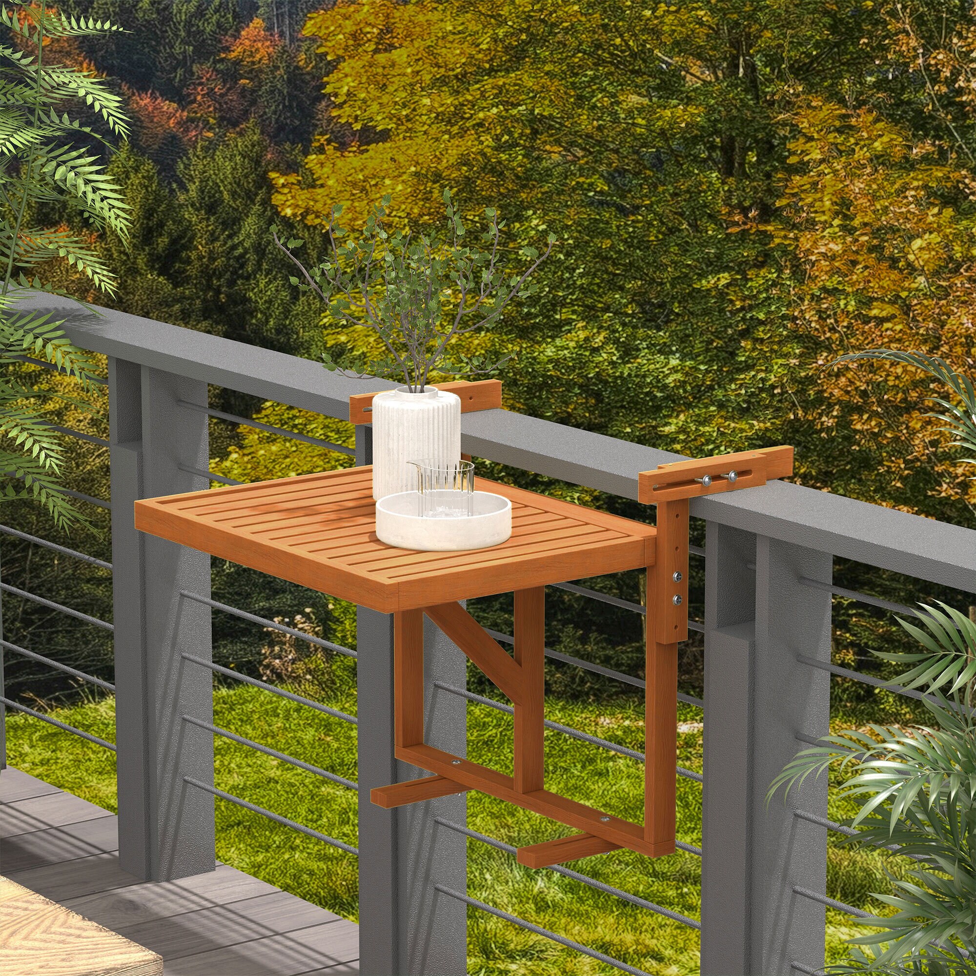 Outsunny Hängetisch mit 4 verstellbaren Positionen natur 68L x 65B x 55H cm
