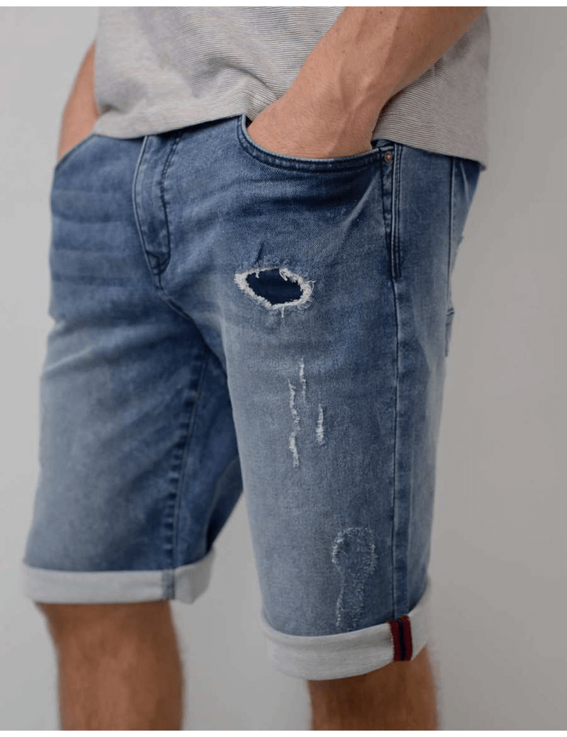 PETROL IND SHORT RIPPED JOGG JEAN DESTROY