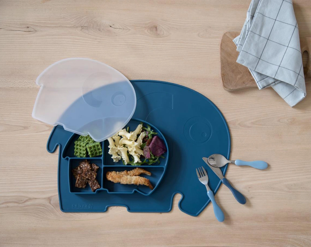 Silikonteller ELEFANT in nordic blue