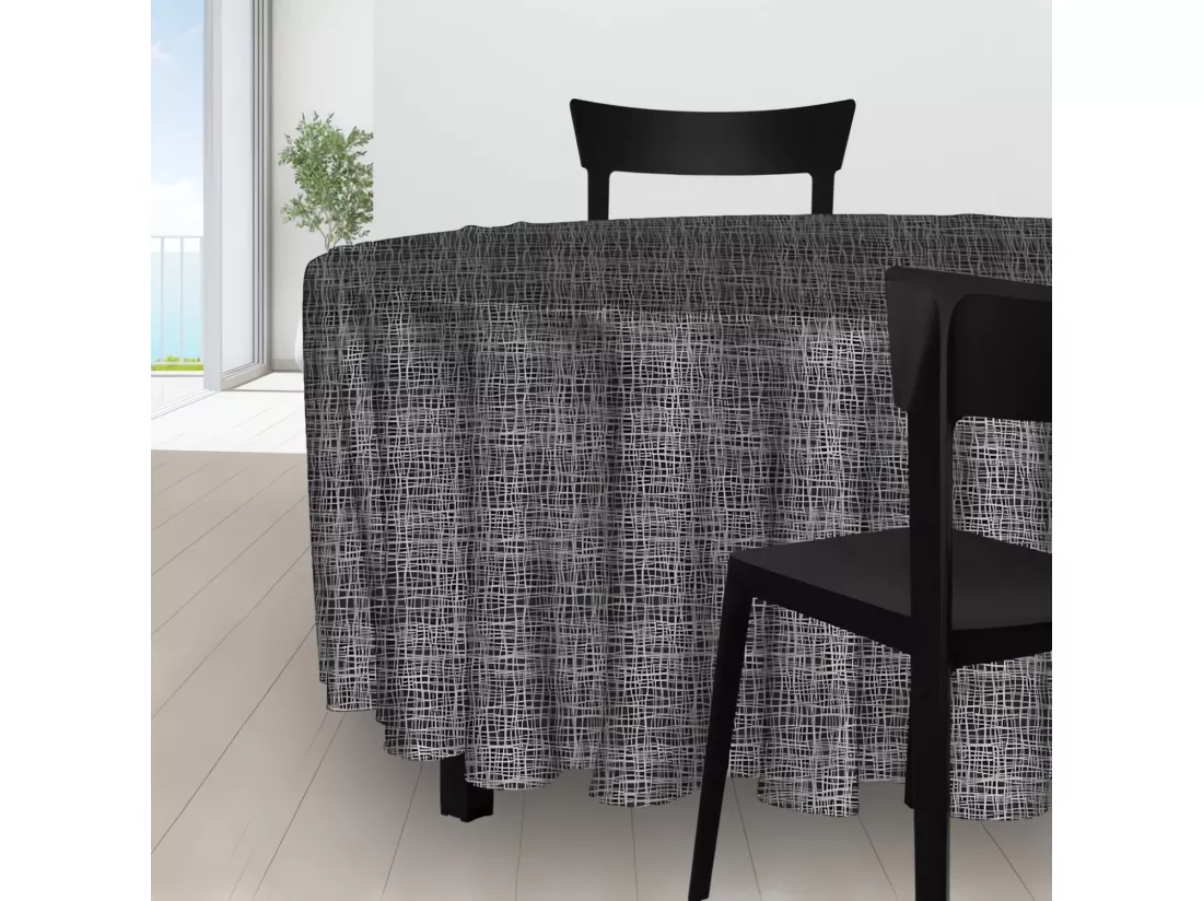 Nappe anti-tâches ronde diamètre 180 cm GALAXY noir, Par Soleil d'ocre