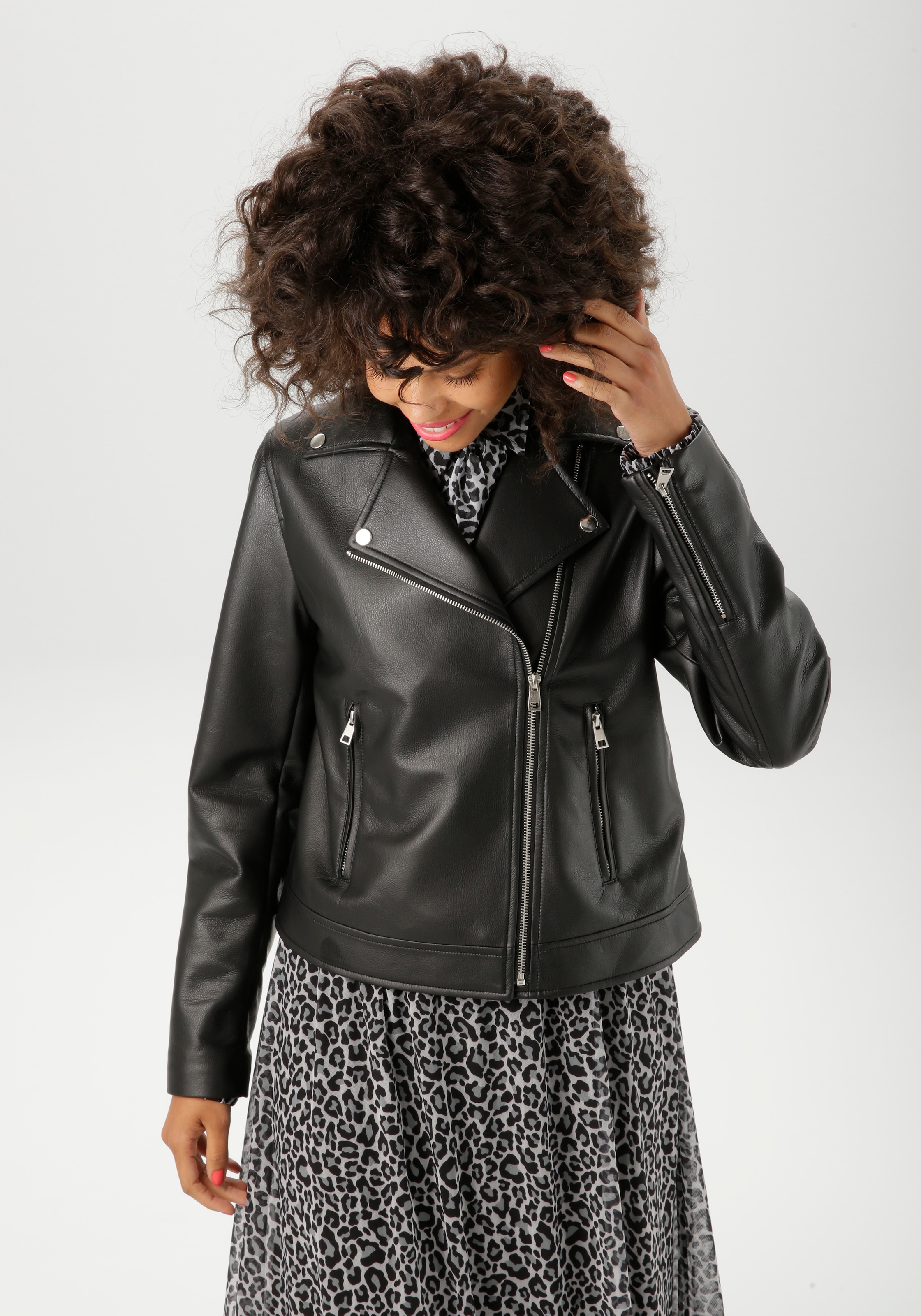 Aniston CASUAL Lederimitatjacke im Biker-Style - NEUE KOLLEKTION