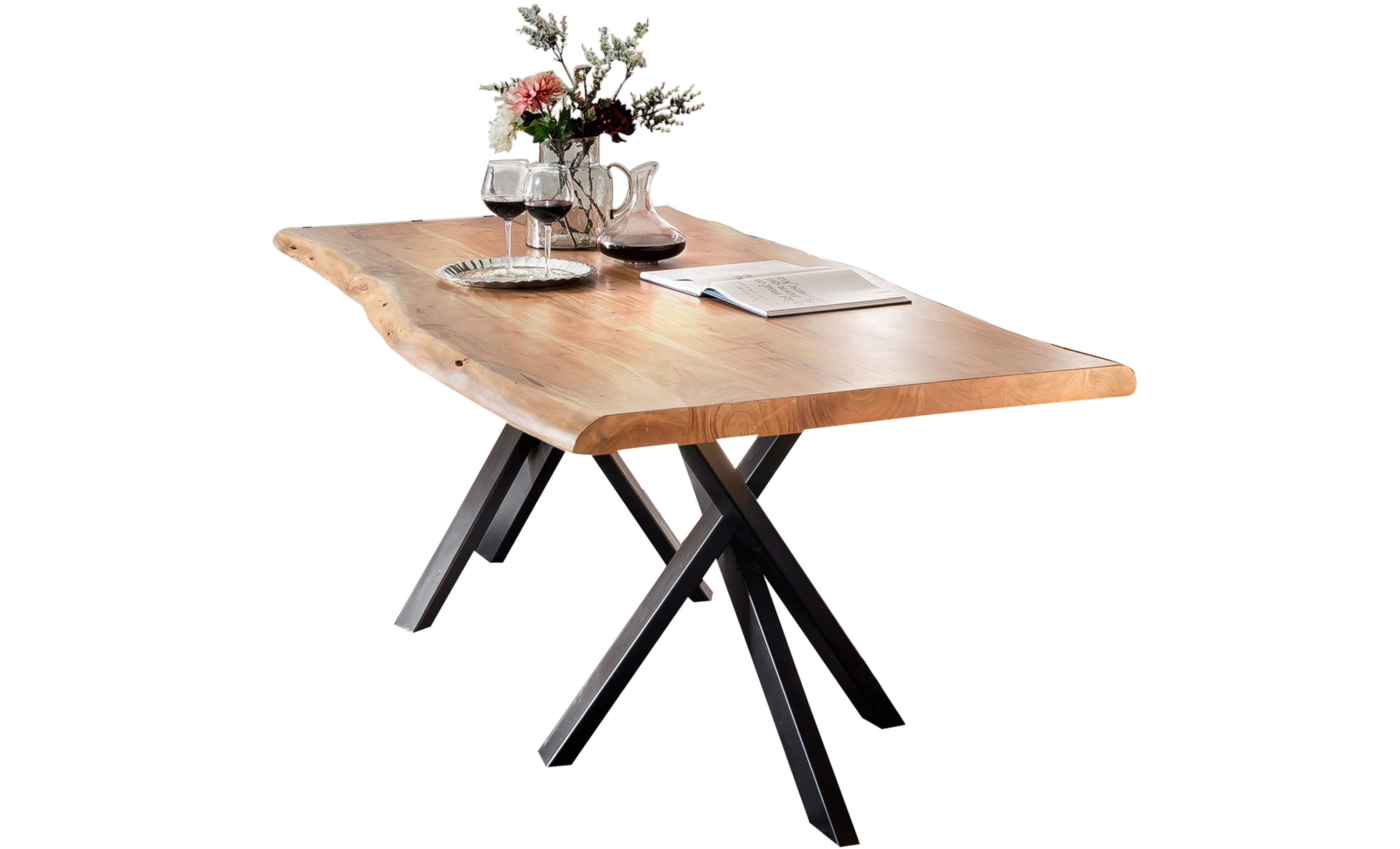 Tisch 180x100 Akazie Stahl Esstisch Speisetisch Küchentisch Esszimmer Küche