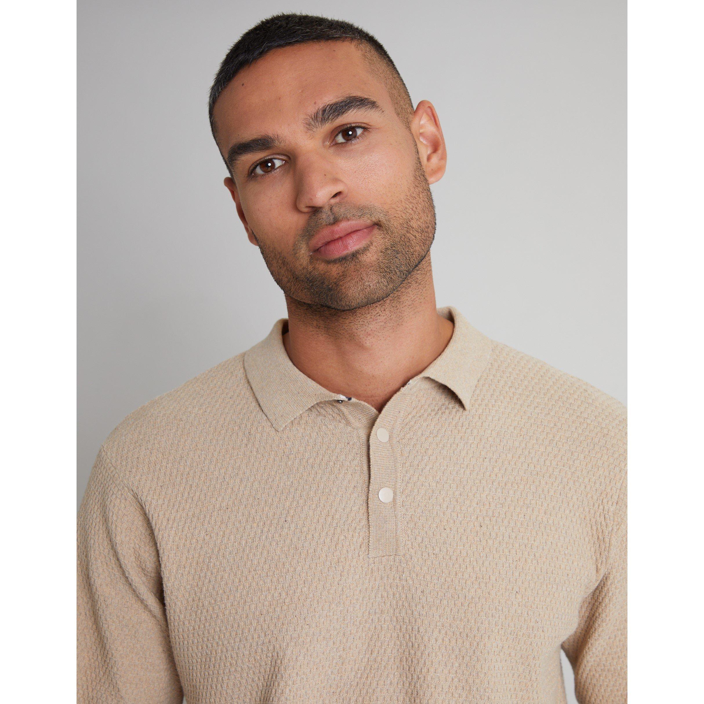 Threadbare TB Long Sleeve Knitted Polo Mens