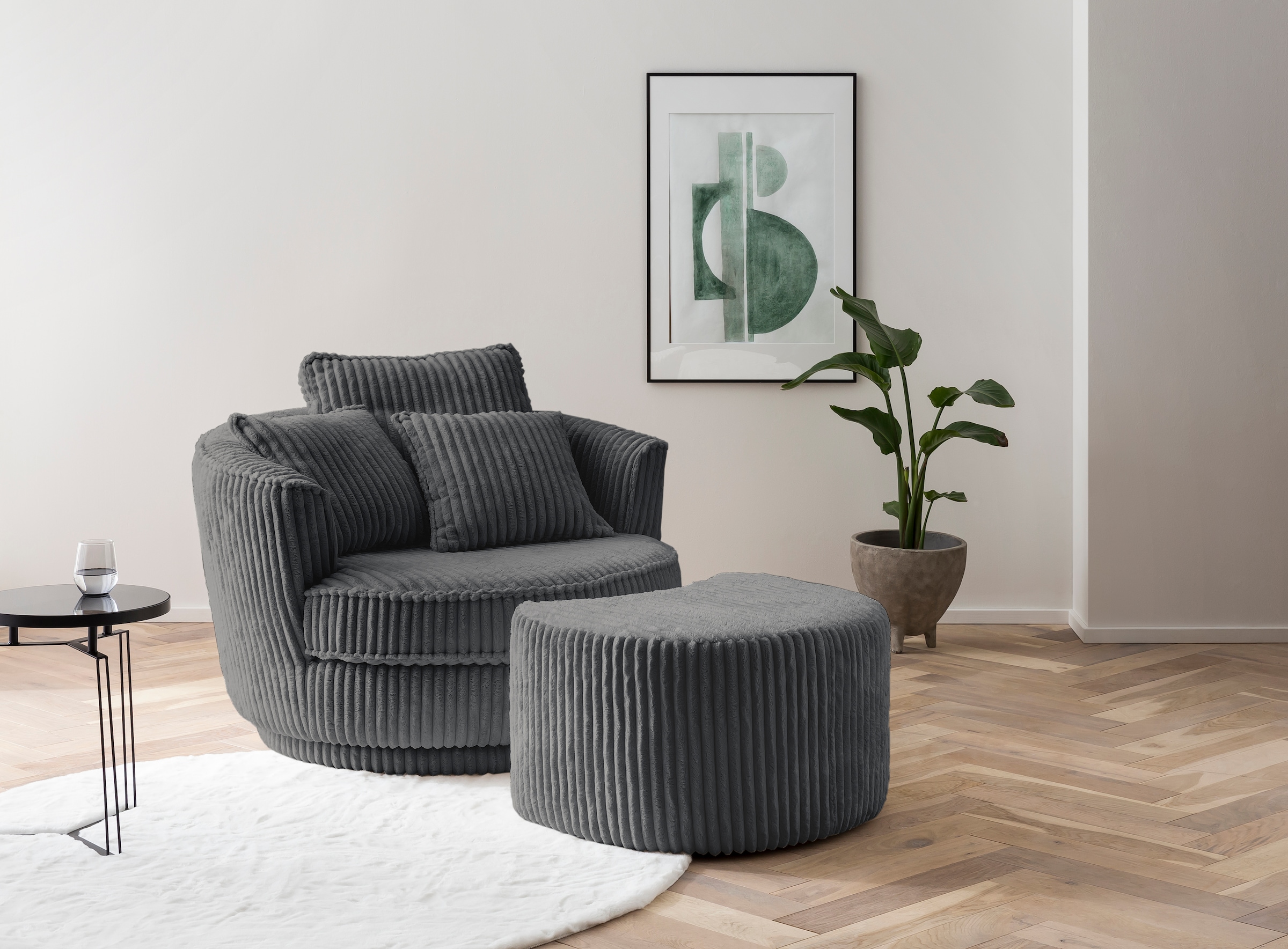 Home affaire Hocker »MAISIE, passende Ergänzung zum Big-Drehsessel« MAISIE, in Mega-Cord und Web-Velours