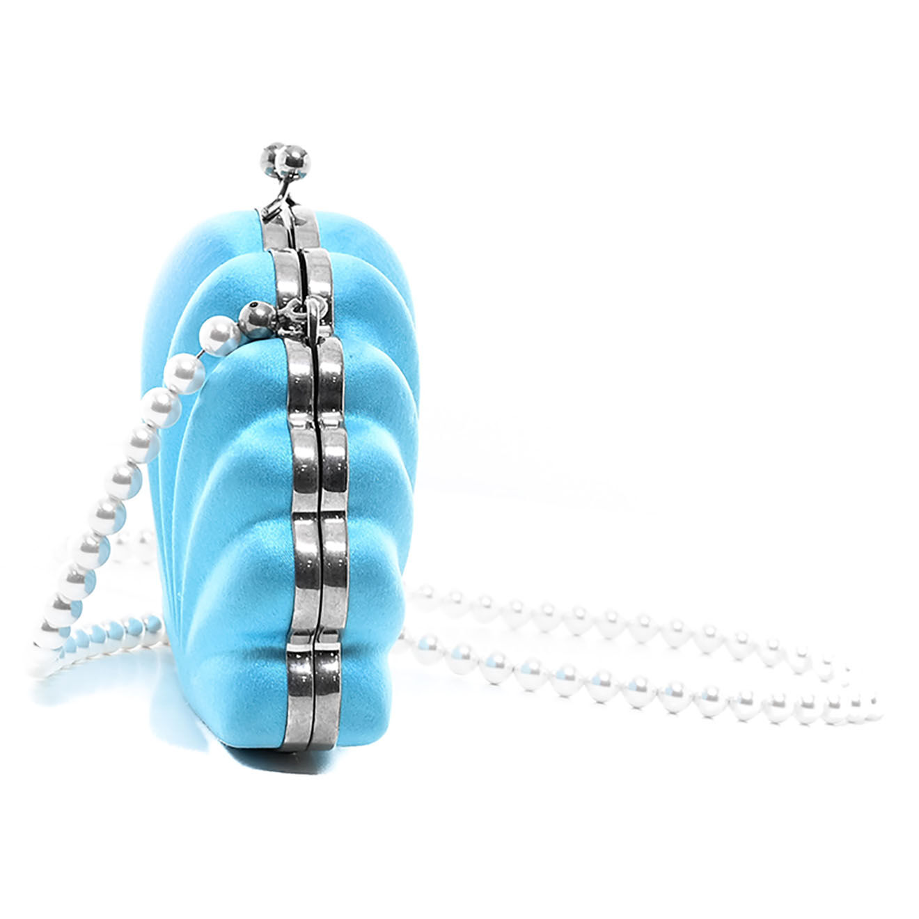 Balenciaga Minaudière bandoulière Coquillage en Toile Perles bleue - Neuf avec étiquette - L.16 cm