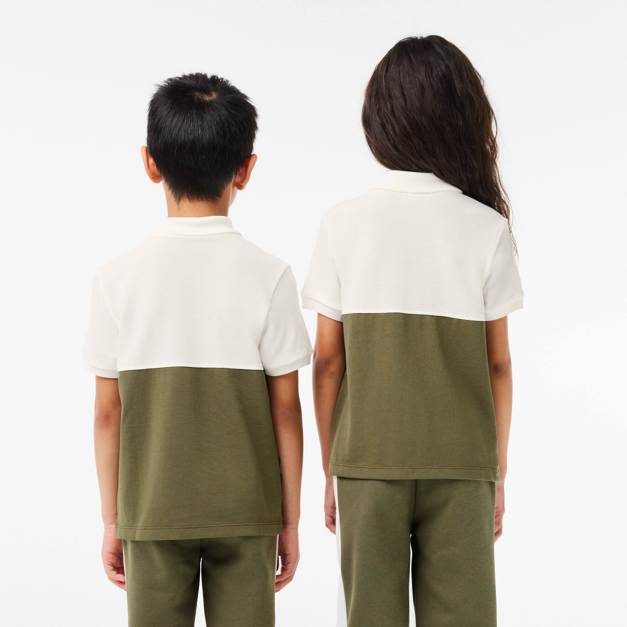 Kinder LACOSTE Poloshirt aus Bio-Baumwoll-Piqué mit Colourblock Poloshirts - Weiss - Lacoste - Kinder
