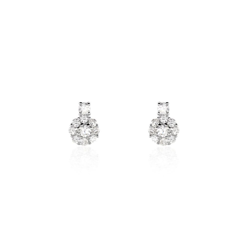 Boucles D'oreilles Puces Melyna Argent Blanc Oxyde De Zirconium