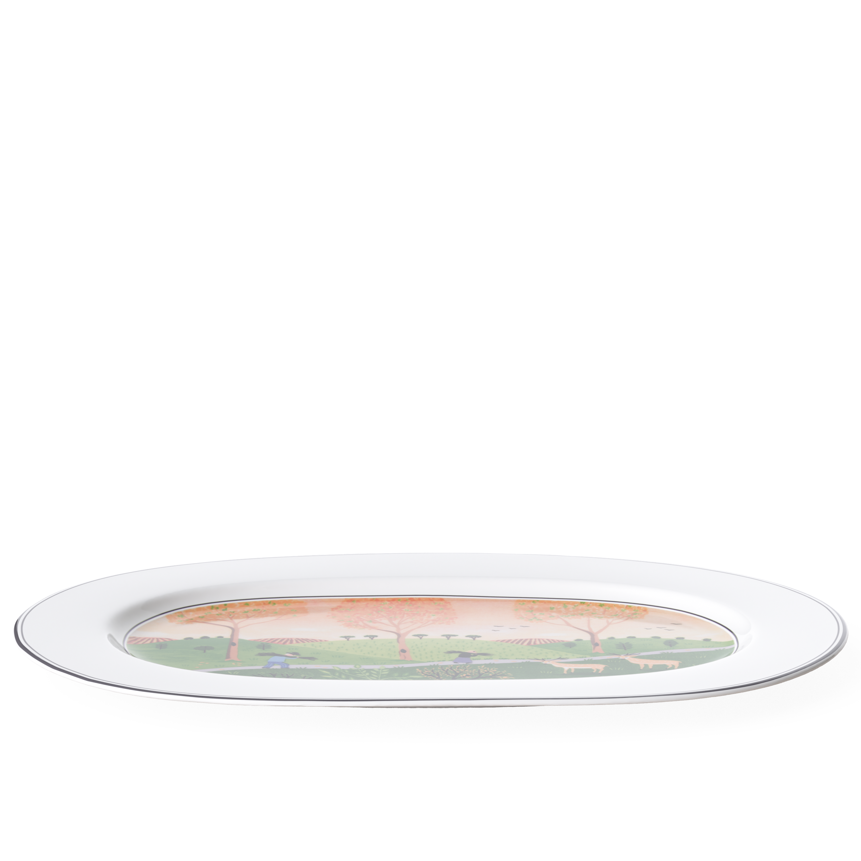 Design Naif Serving tray Multi-colored, 13.5'' x 5.4'', Premium Porcelain