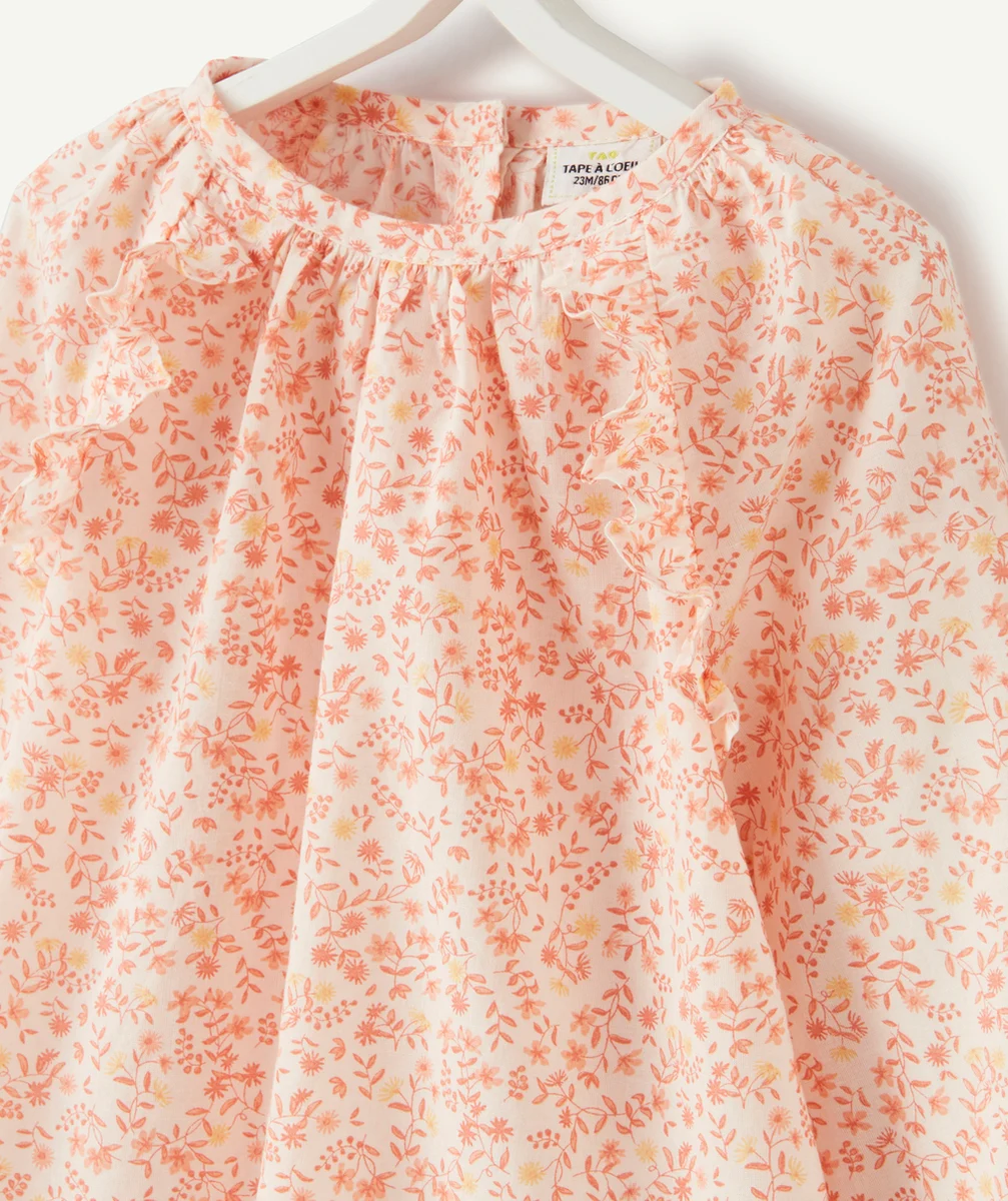 BLOUSE BÉBÉ FILLE EN COTON FLEURIE ROSE