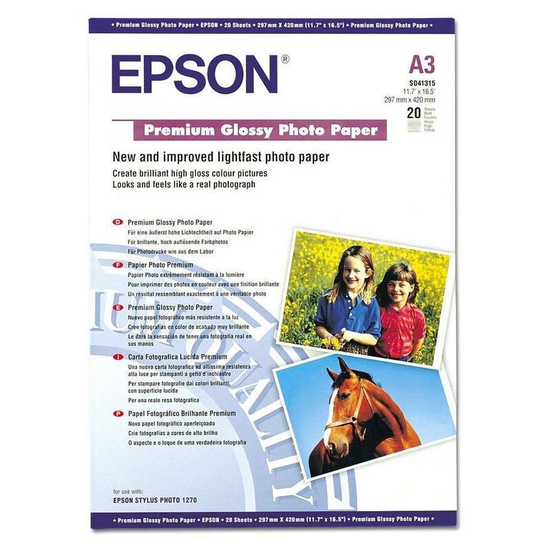 Epson Premium Glossy Fotopapier, A3, 255 g/m², glanz