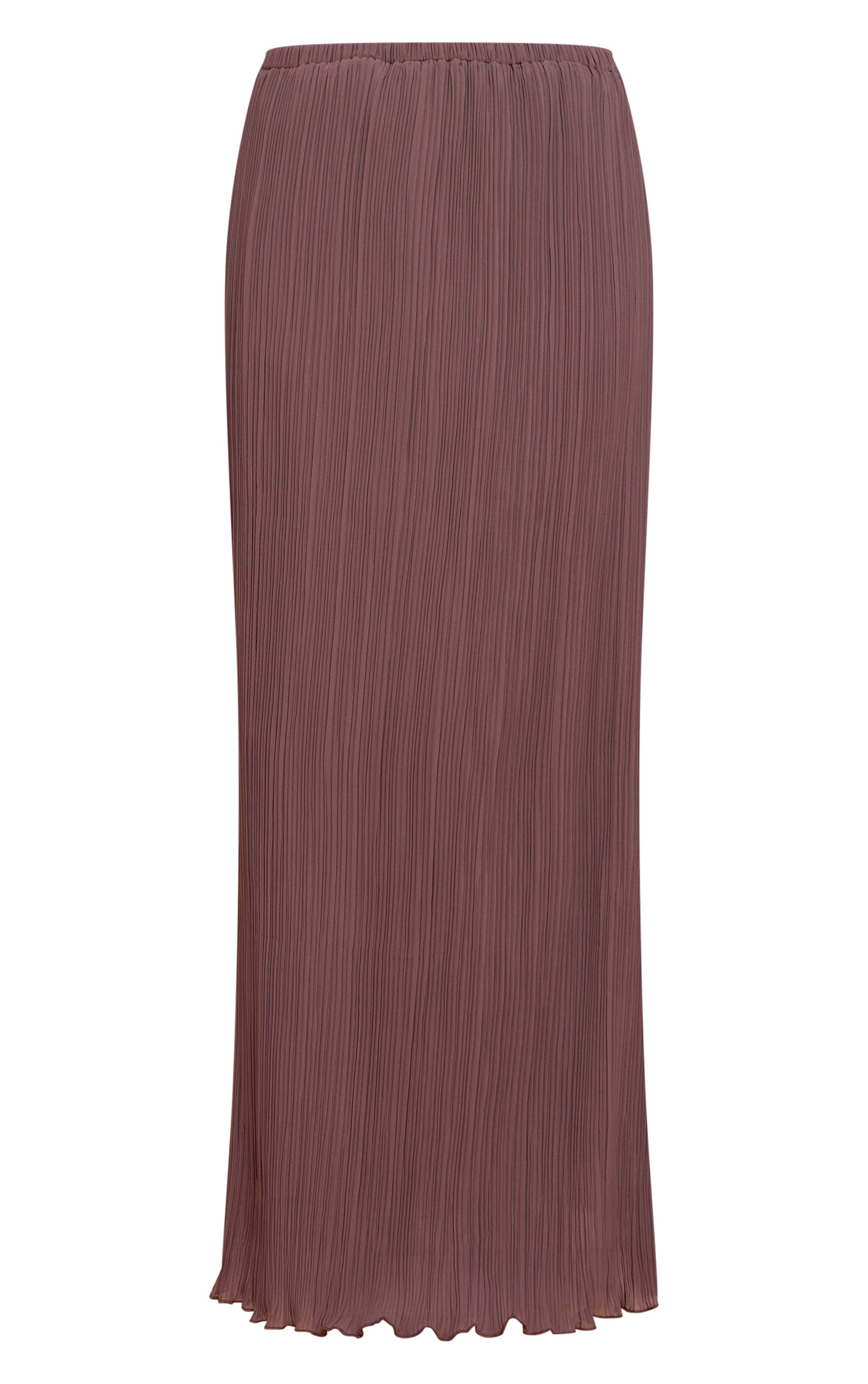 Chocolat Jupe Longue Plissée Transparente À Ourlet Festonné