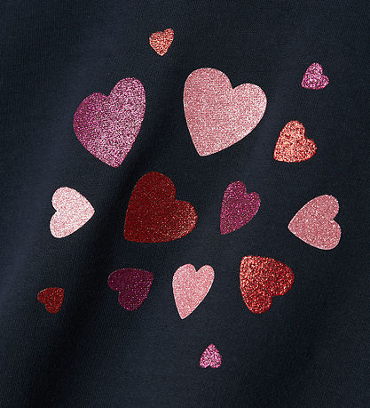 Name It Sweatshirt - NmfBiliva - Dark Sapphire m. Glitzerherzen