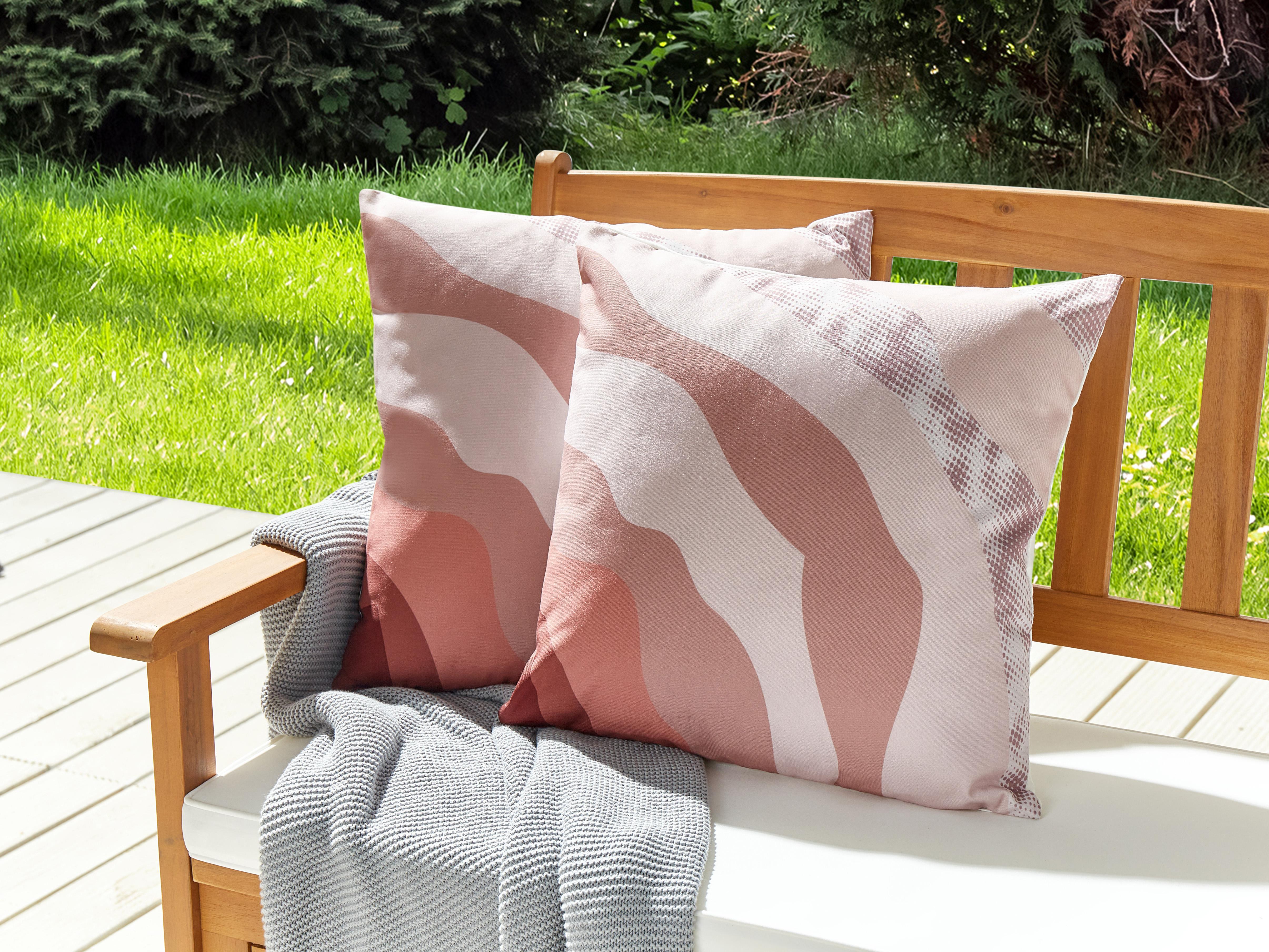 Set van 2 tuinkussens CAMPEI abstract patroon 45 x 45 cm Roze