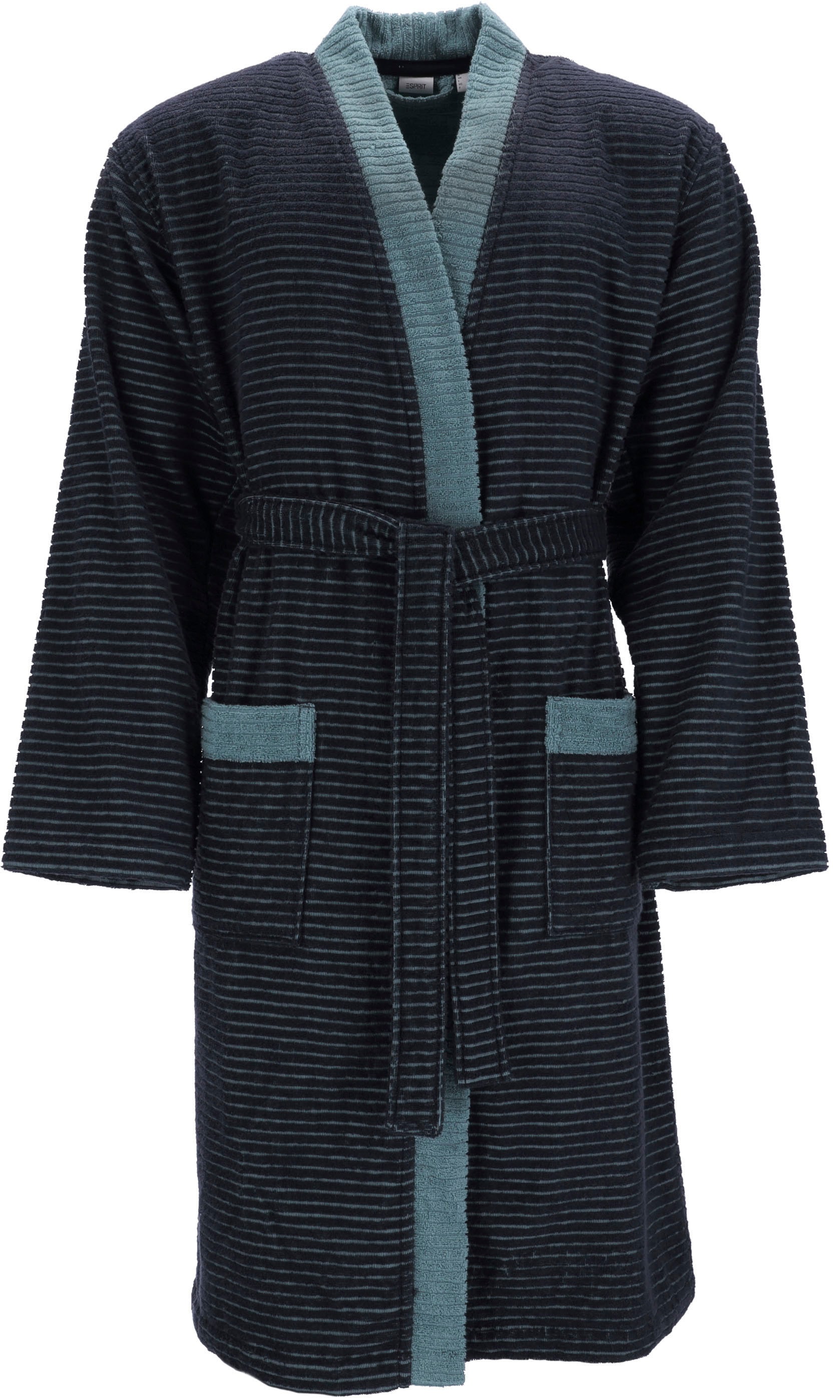 Esprit Herrenbademantel »Double Stripe, ideal für Sauna & Spa, Hotelbademantel, Morgenmantel«, 1 Stk. Doubleface Kimonomantel