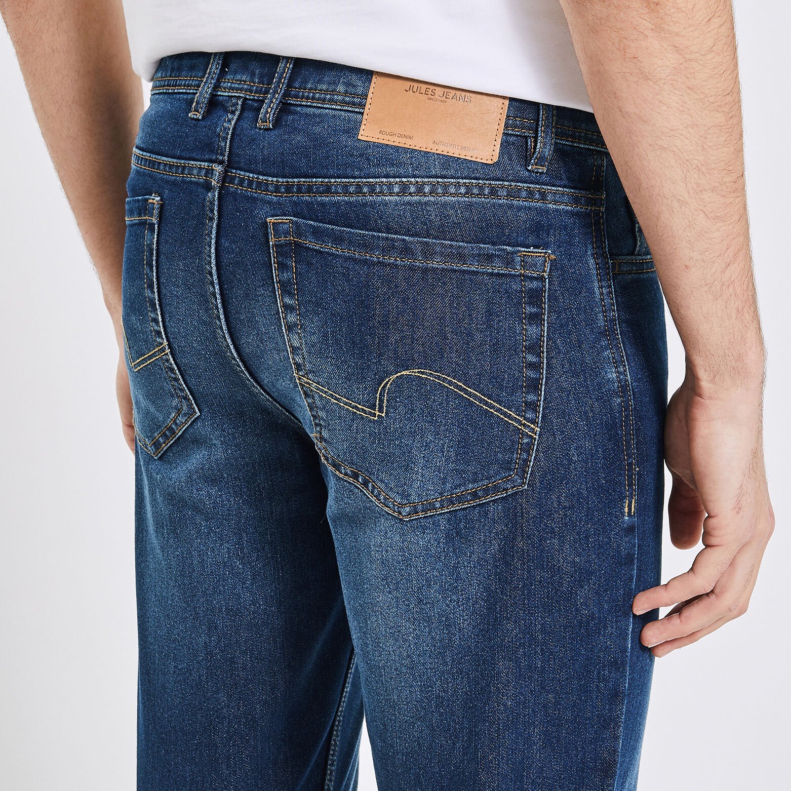 Jean straight en coton et polyester recyclés Bleu