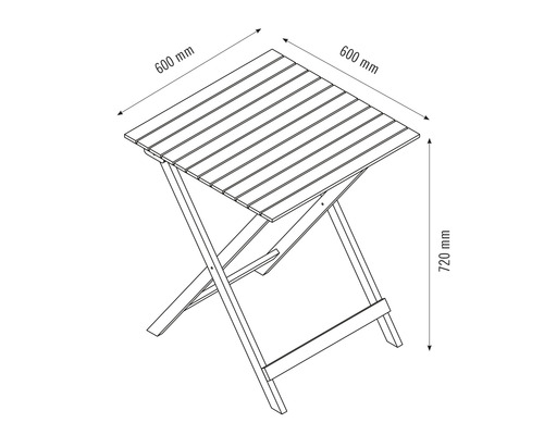 Garden Place Svea 3-delige opvouwbare balkonset bestaande uit: tafel, 2 stoelen, acaciahout, naturel