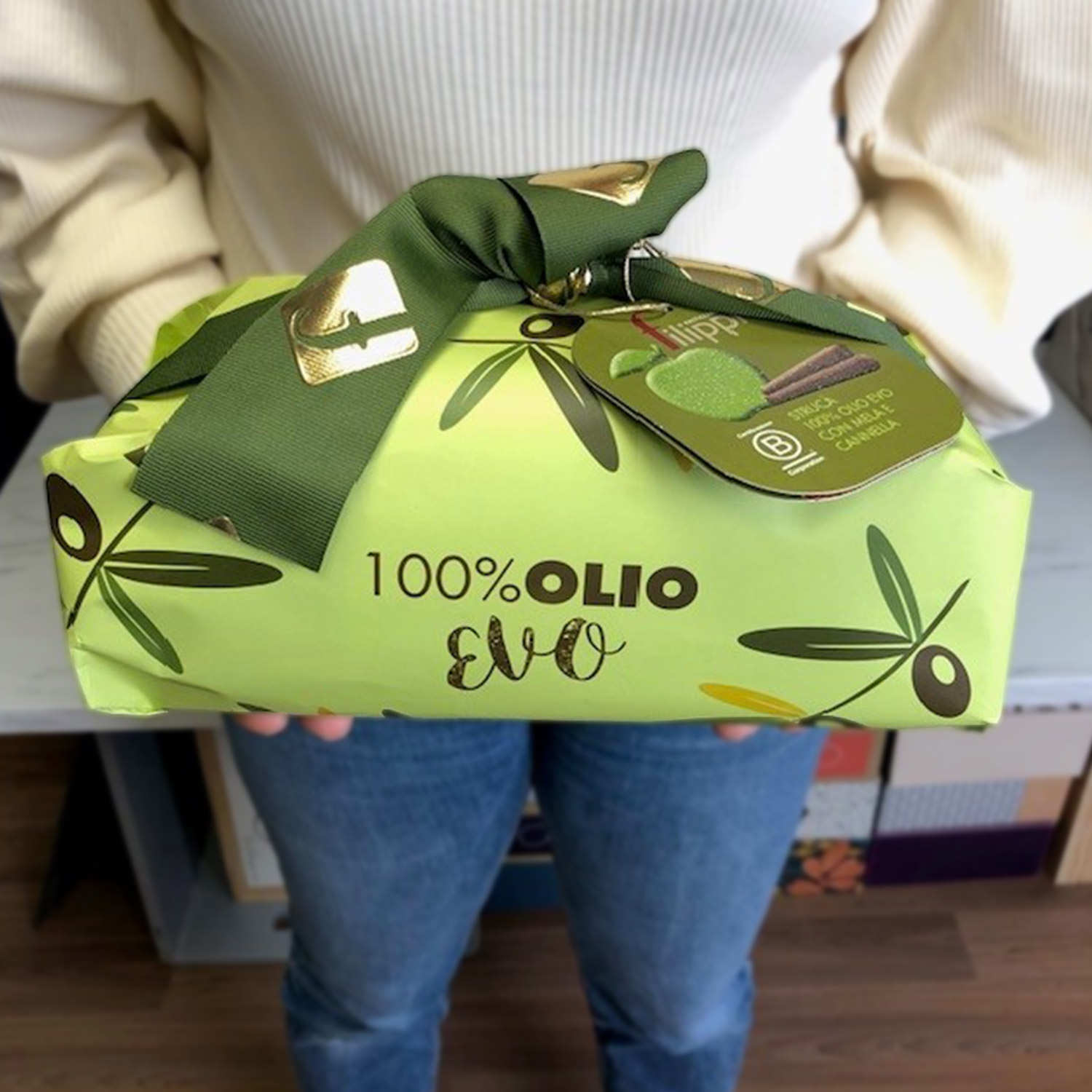 Lingot de Panettone à l'huile d'olive, pommes confites et cannelle