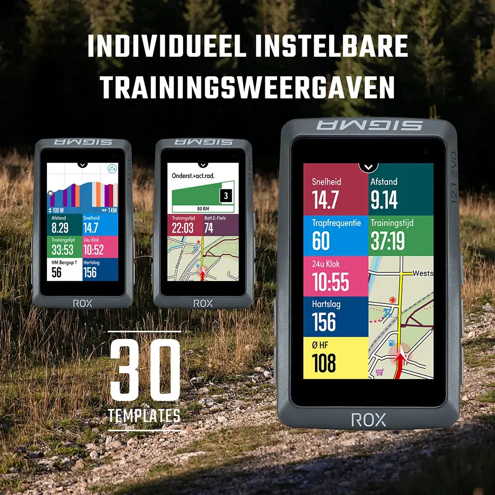 Sigma Sport ROX 12.1 EVO GPS Fietscomputer Bundel Grijs