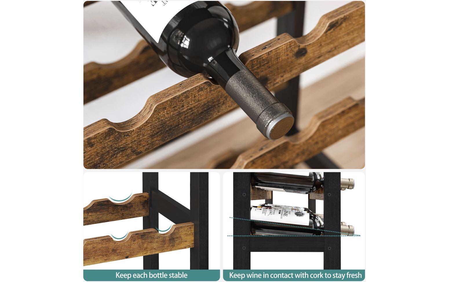 Weinregal für 24 Flaschen, aus BambusholzWeinregal im Industrie-Design mit Glashalter