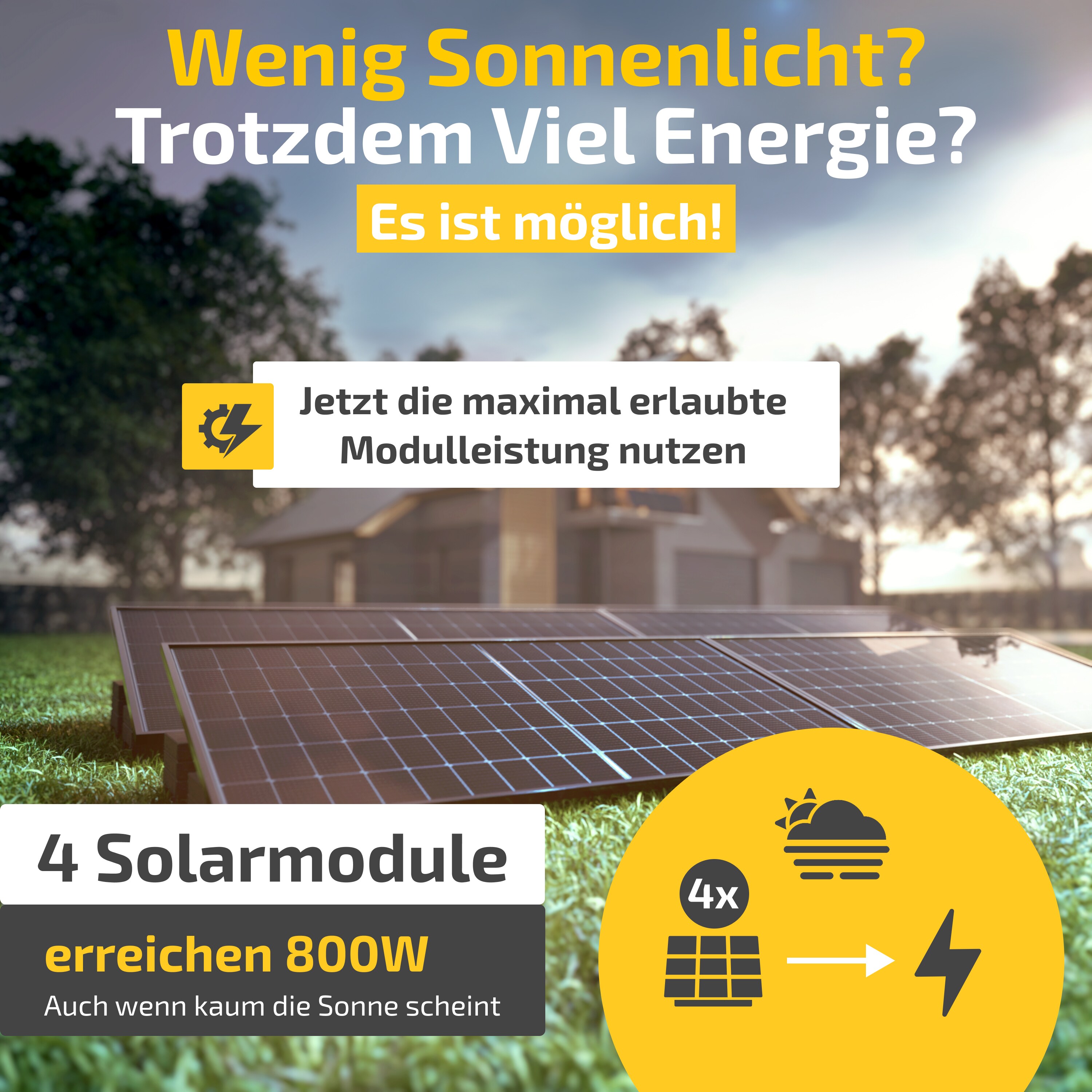Balkonkraftwerk 2000W/800W Solaranlage mit Balkon Halterung Steckerfertig Komplettset Photovoltaik Anlage 800W, Kabellänge: 5m