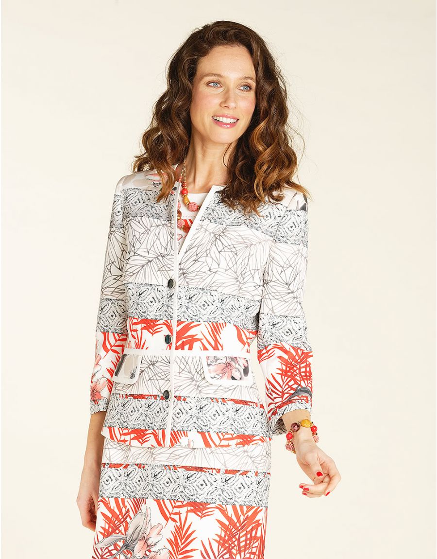Veste chic imprimée écru
