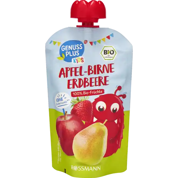 Kids Bio Fruchtpüree Apfel-Birne-Erdbeere