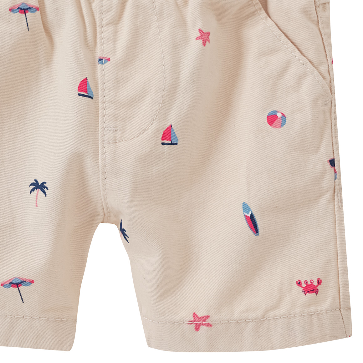 Topomini Baby Bermuda-Shorts mit Strand-Motiven beige