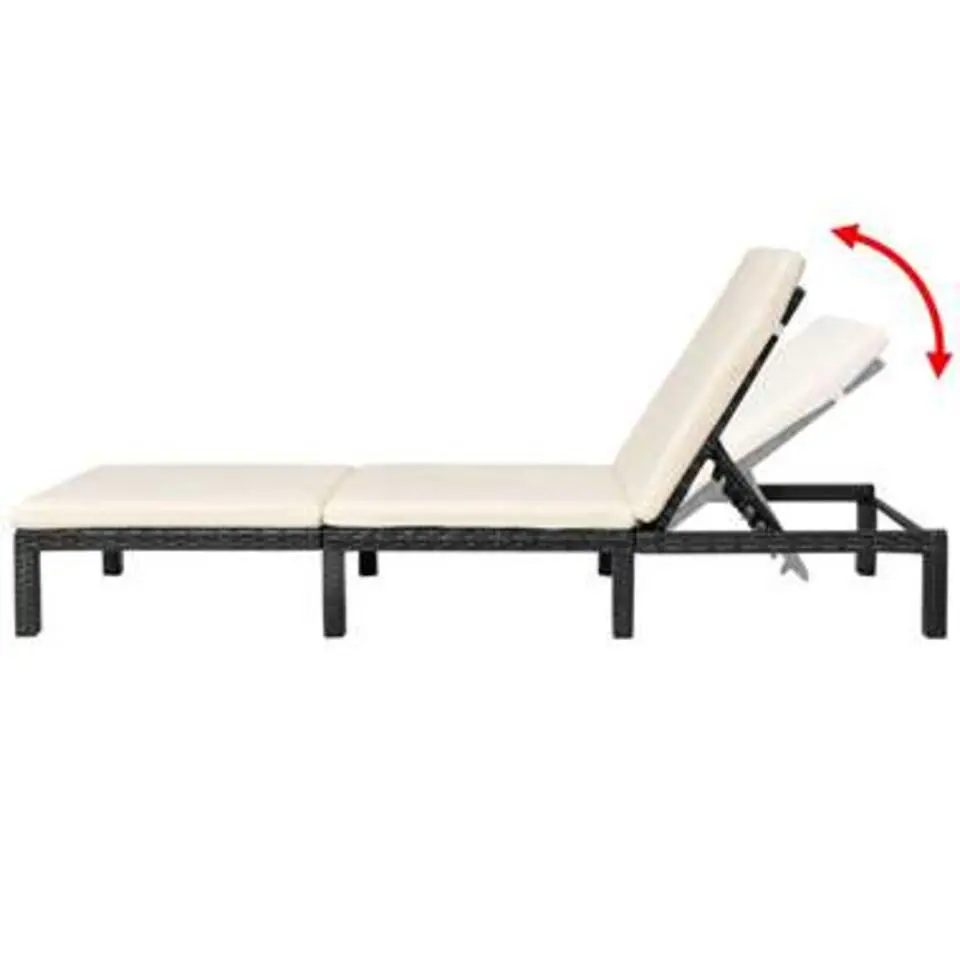 vidaXL - Ligbed - Zwart - Poly rattan