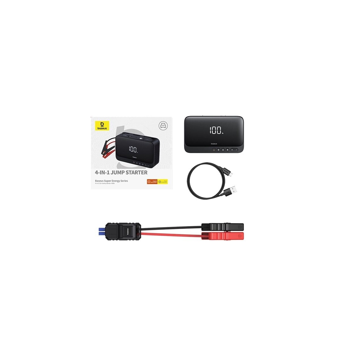 Baseus Super Energy 4i1 600A Powerbank / Kompressor / Lommelykt / Jump Starter