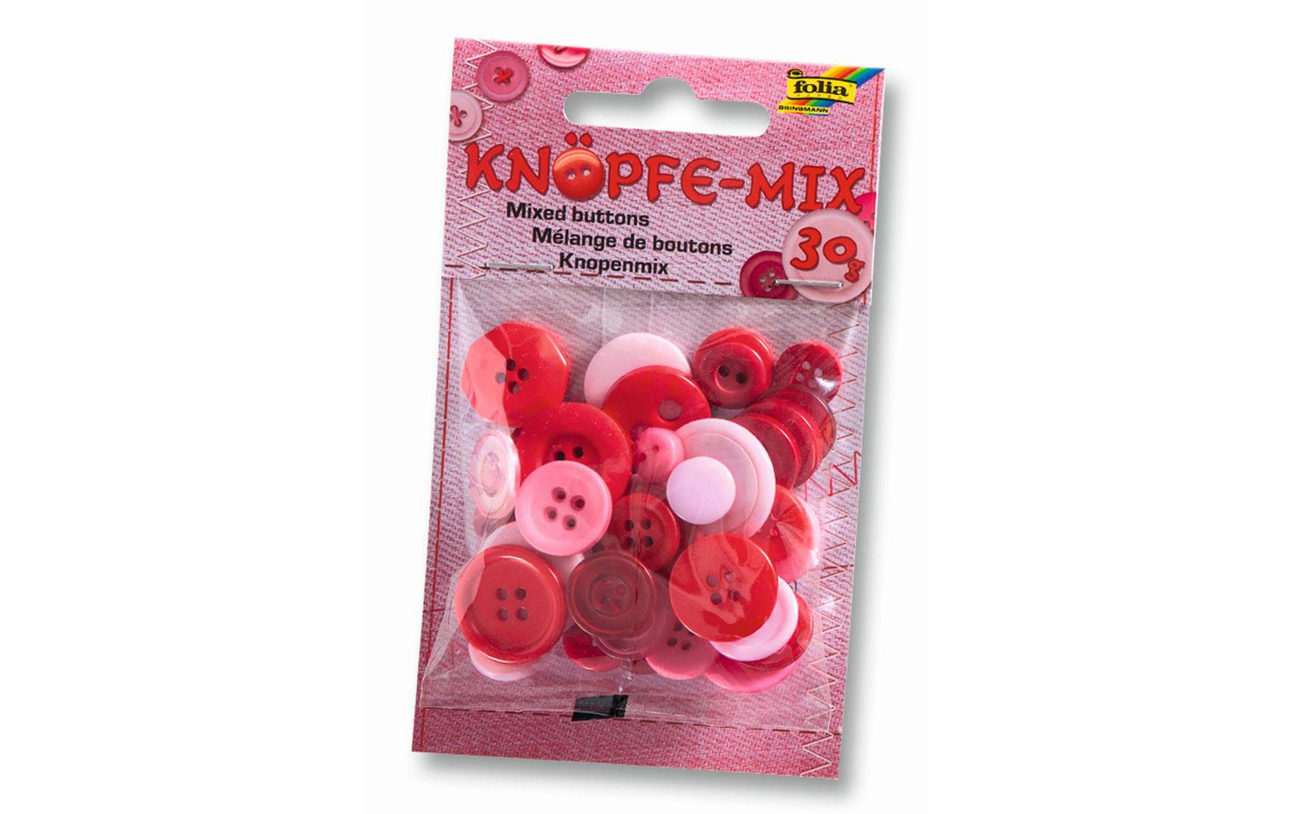 Knöpfe-Mix Ton in Ton, RotGemischte Knöpfe-Packung