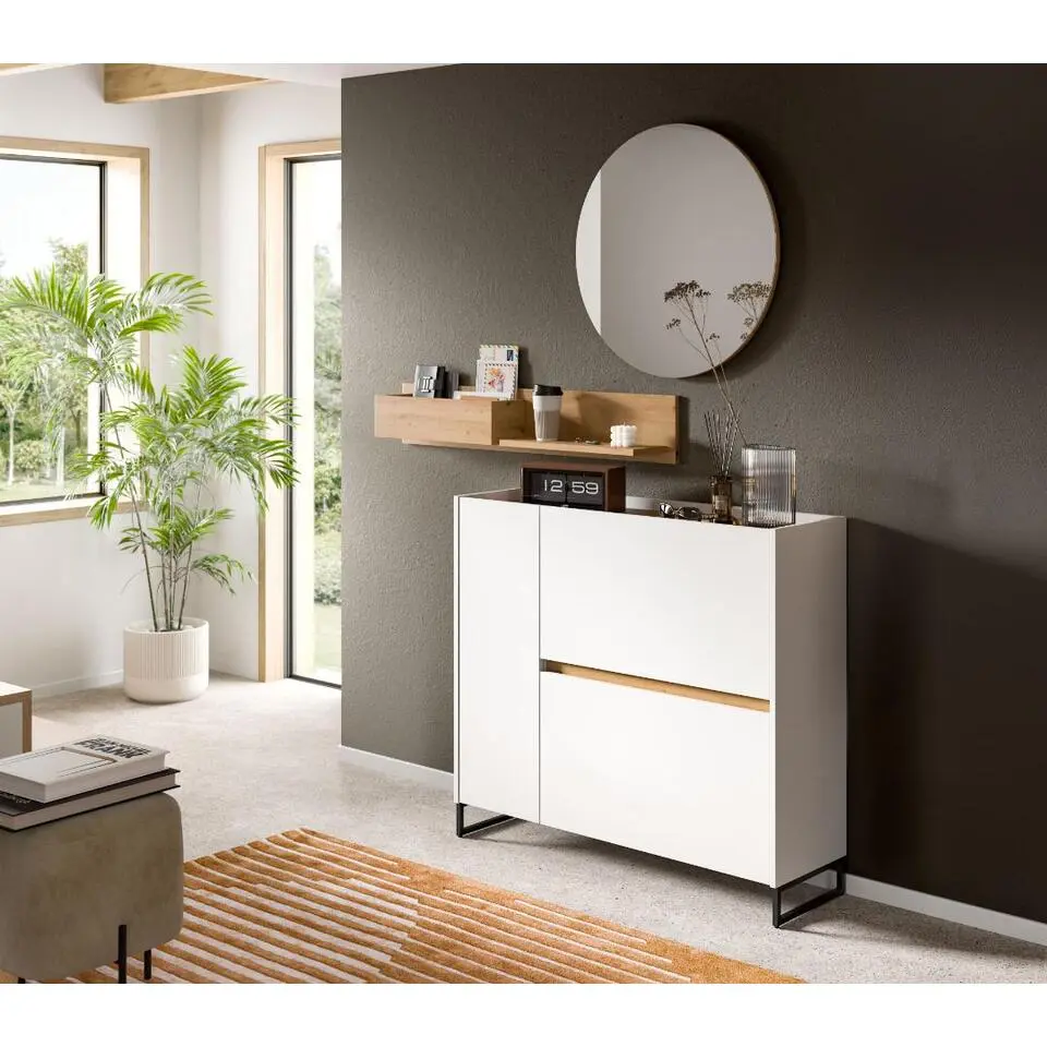Hioshop Drive schoenenkast 1 deur- 2 vouwdeuren wit