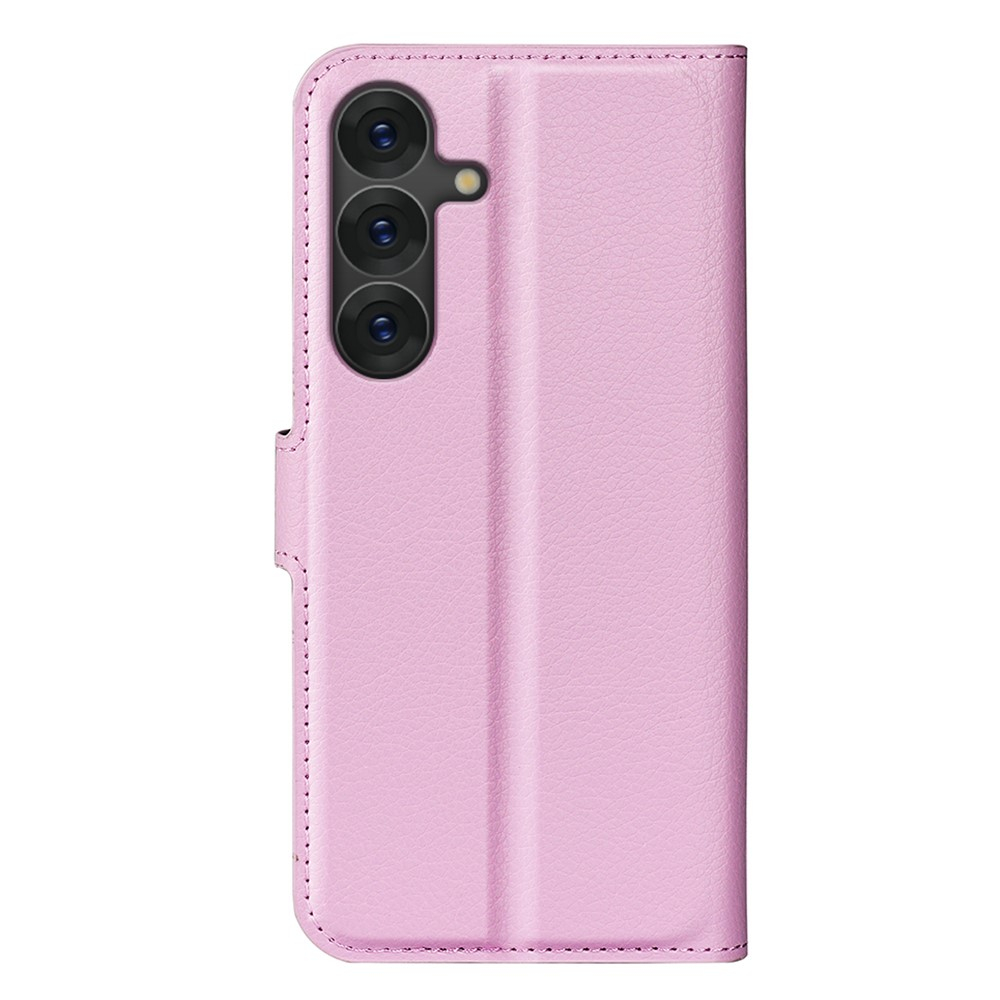 Samsung Galaxy S25 Leder Tasche Flip Cover Litchi Look - Rosa