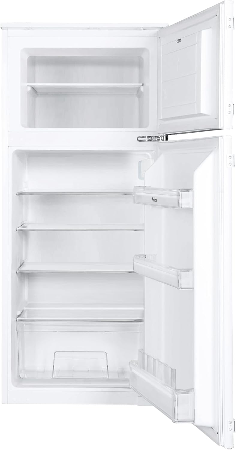 Amica Einbau Kühl Gefrierkombination Doppeltür mit Gefrierfach oben für 122 cm Nische, Schlepptür-Technik, Inverter Kompressor, elektronische Steuerung, Tür-Offen-Alarm