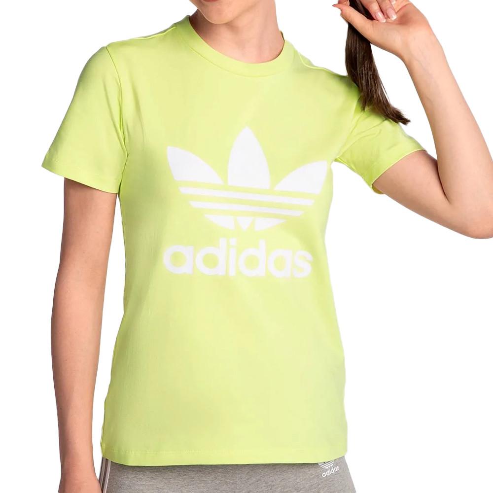 Adidas T-shirt Jaune fluo Femme Adidas Trefoil