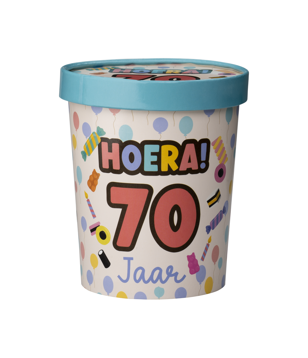 Gekleurde Snoepbakje 70 Jaar 12cm