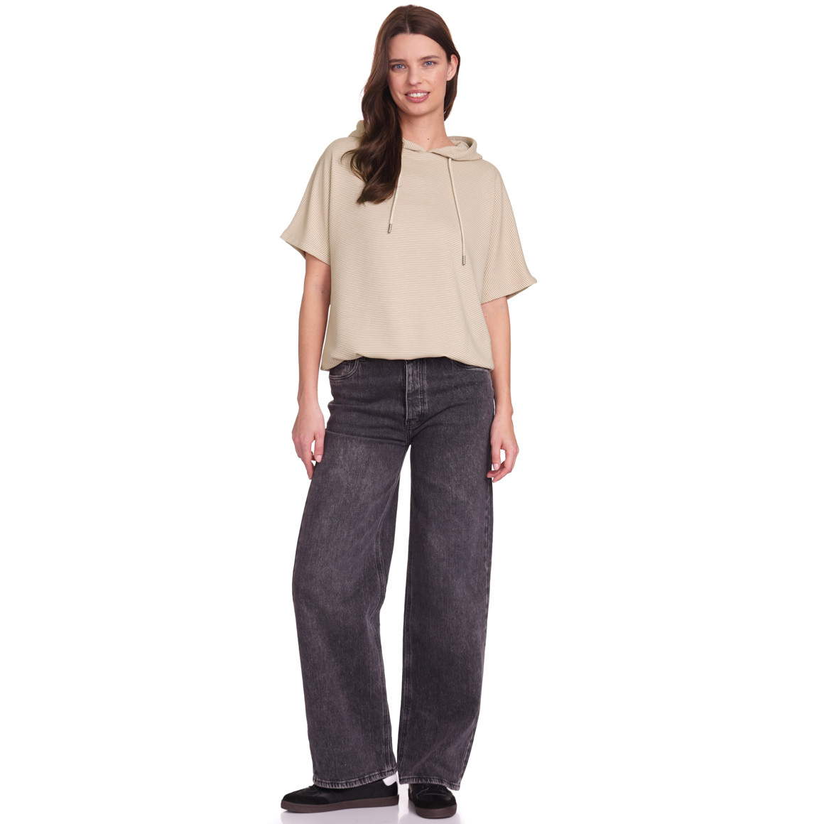 Gina Benotti Damen T-Shirt mit Kapuze beige / creme