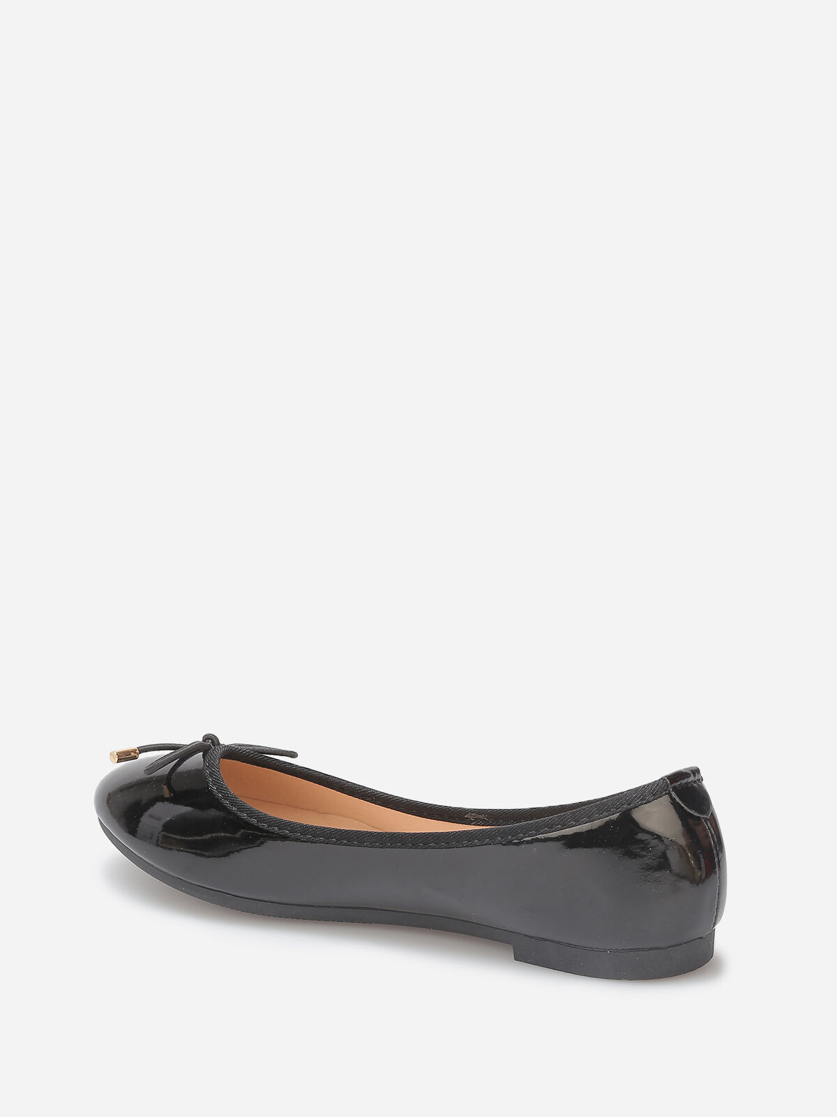 Ballerines plates vernies avec noeud- Noir