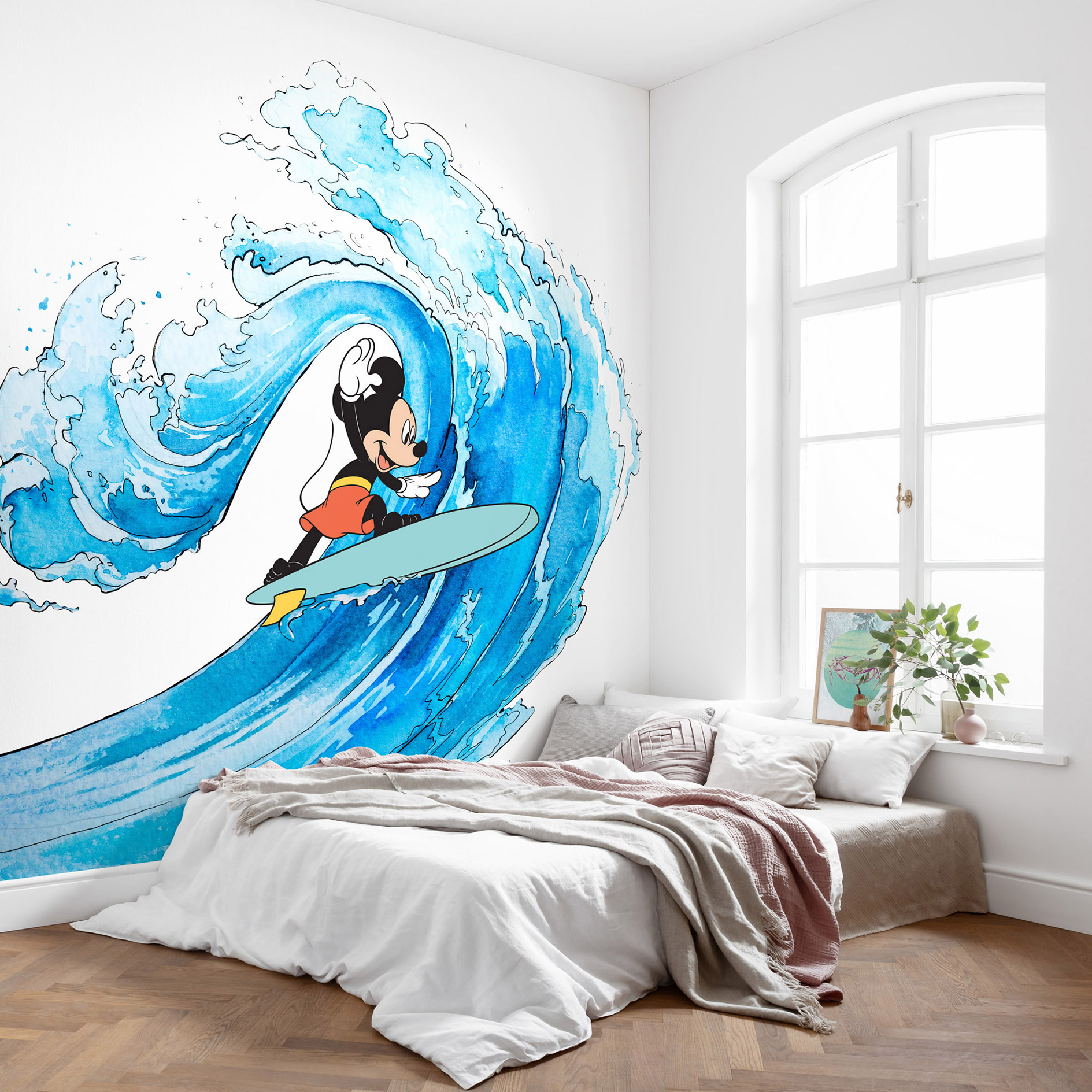Vlies-Fototapete MICKEY SURFING - bunt - 300x280 cm