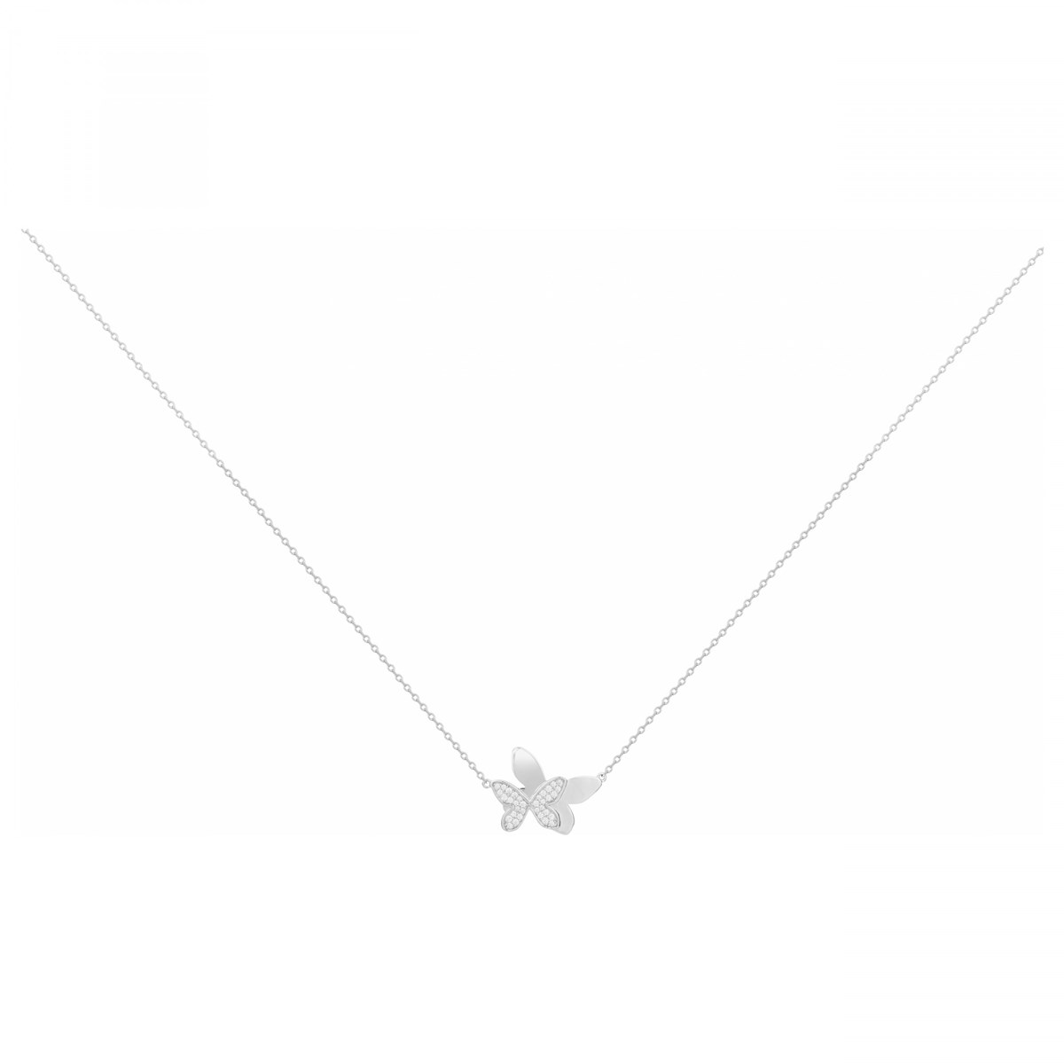 Collier mono-motif en Argent avec oxyde de zirconium blanc