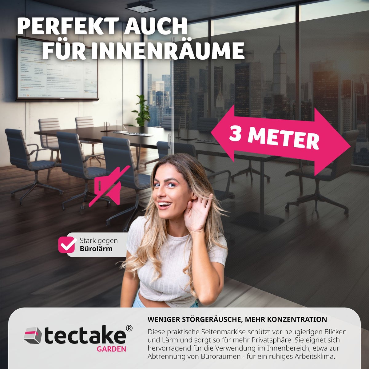 tectake aluminium zijluifel, 200 x 300 cm