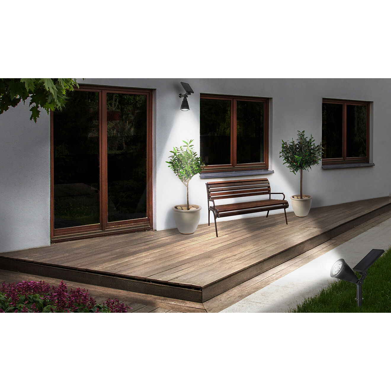 Pratik Garden 2 Spots Solaires 2-en-1 noirs - 12xD.9 cm