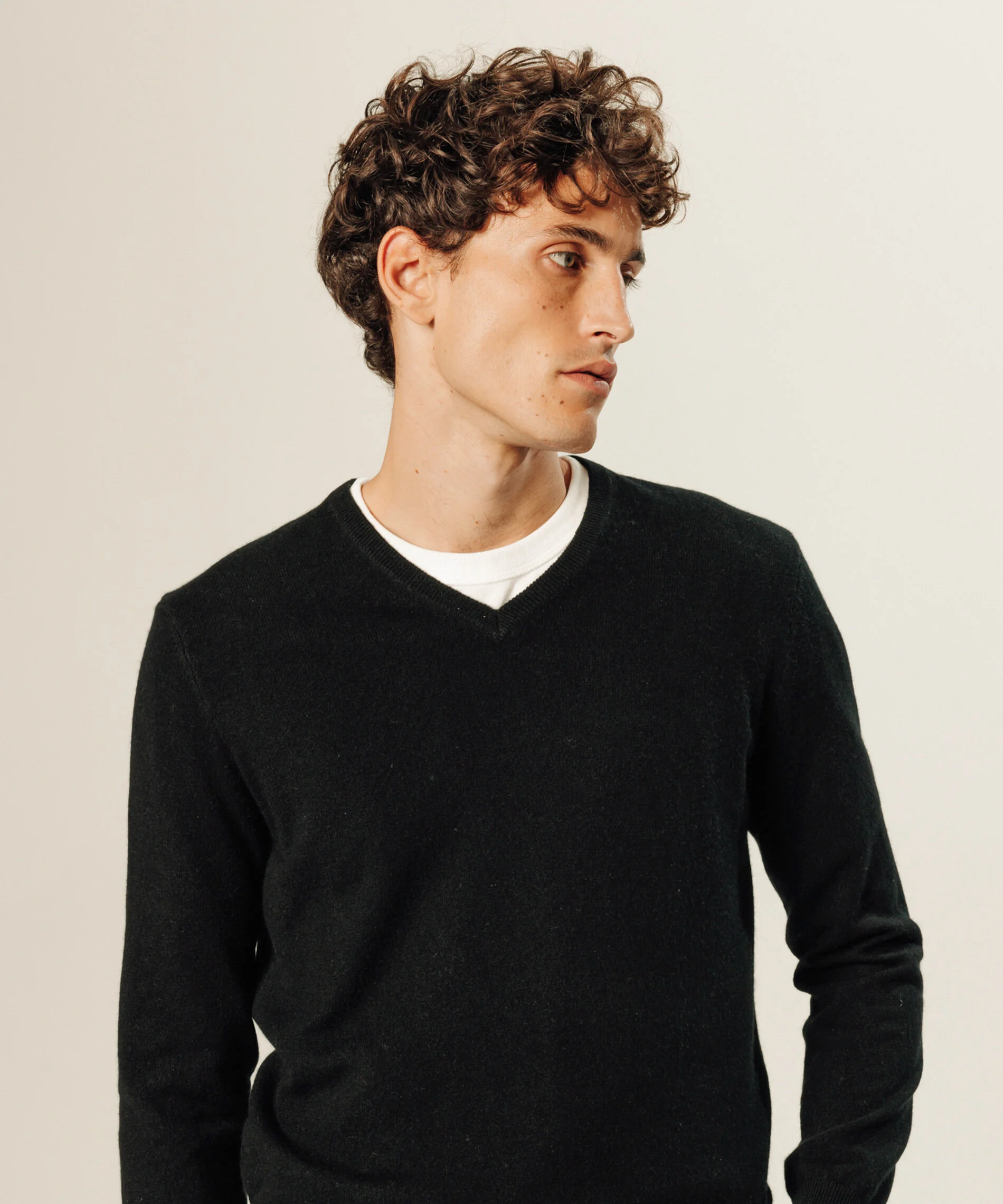 Pull col v en cachemire | Noir
